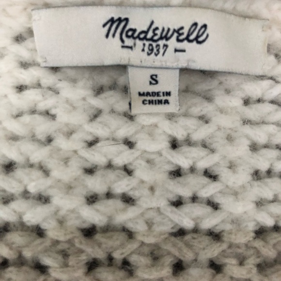 Madewell ALPACA Cream Taupe Striped Wool Blend Sweater Sz. S With Fringe Casual - Picture 4 of 4